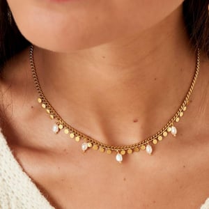 Necklace with pearls and circles h5 Picture4
